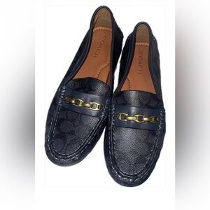Coach Women’s Midnight Dark Blue Loafers with Brass Detail